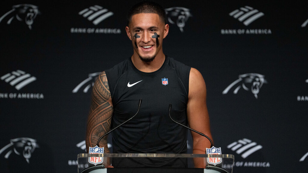 Carolina Panthers wide receiver Tetairoa McMillan...