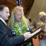 Duane "Dog" Chapman, star of the A&E TV series, "Dog, The Bounty Hunter," at the state Capitol building in Honolulu with his wife, Beth, right. (AP) Vidal Sasson, it's time for a makeover.