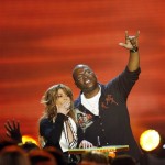 March 31: Randy Jackson, right, and Paula Abdul accept the favorite television show award for "American Idol," at the 20th Annual Kids' Choice Awards in Los Angeles. (Associated Press)