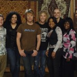 Jon Bon Jovi poses with the contestants of 'American Idol' as they prepare to sing songs by his legendary band on Tuesday, May 1, 2007 on FOX. Pictured left to right: Blake Lewis, Jordin Sparks, Jon Bon Jovi, David Bryan (Keyboards) Melinda Doolitlle, Phil Stacey, LaKisha Jones and Chris Richardson. (AP Photo/Fox)