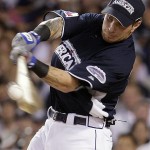 Texas Rangers' Josh Hamilton swings at the ball during the Major League Baseball All-Star Home Run Derby at Yankee Stadium in New York on Monday.