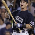 Texas Rangers' Josh Hamilton gestures during his at-bat in the first round of the Major League Baseball All-Star Home Run Derby at Yankee Stadium in New York on Monday.