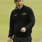 Padraig Harrington of Ireland is seen on the 16th green during practice for the British Open Golf championship, at the Royal Birkdale golf course, Southport, England, Wednesday, July 16, 2008. (AP Photo/Matt Dunham)