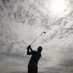 Anthony Kim of the USA plays on the 7th tee during practice for the British Open Golf championship, at the Royal Birkdale golf course, Southport, England, Wednesday, July 16, 2008. (AP Photo/Jon Super)