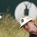 Brandt Snedeker of the United States plays from a bunker near the 5th green during practice for the British Open Golf championship, at the Royal Birkdale golf course, Southport, England, Wednesday, July 16, 2008. (AP Photo/Jon Super)