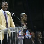 Former Washington Redskins wide receiver Art Monk speaks at the Hall of Fame Saturday, Aug. 2, 2008, in Canton, Ohio. (AP Photo/Mark Duncan)