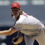 Arizona Diamondbacks starter Randy Johnson pitches against the San Diego Padres in the first inning of a baseball game Wednesday, Aug. 27, 2008 in San Diego. (AP Photo/Lenny Ignelzi)