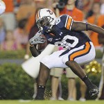 Auburn receiver Rod Smith runs after a catch and run for 33 yards against Louisiana-Monroe in the second half of their college football game on Saturday, Aug. 30, 2008, in Auburn, Ala. Auburn won 34-0. (AP Photo/Todd J. Van Emst)