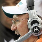 Miami Dolphins head coach Tony Sparano shouts instructions to his players during their game against the Arizona Cardinals in the second quarter of a football game Sunday, Sept. 14, 2008, in Glendale, Ariz. (AP Photo/Ross D. Franklin)