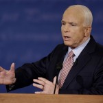 Republican presidential candidate Sen. John McCain, R-Ariz., gestures during a presidential debate at the University of Mississippi in Oxford, Miss., Friday, Sept. 26, 2008. (AP Photo/LM Otero)