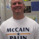 Mike Andrews, of Virginia, volunteered at John McCain's office in central Phoenix on Tuesday. (Hanna Scott/KTAR)