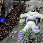 The Buzz Lightyear balloon floats down Broadway during the Macy's Thanksgiving Day parade in New York, Thursday, Nov. 27, 2008. (AP Photo/Jeff Christensen)
