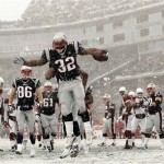 New England Patriots running back LaMont Jordan (32) celebrates his touchdown run during the first quarter of an NFL football game against the Arizona Cardinals at Gillette Stadium in Foxborough, Mass. Sunday, Dec. 21, 2008. (AP Photo/Winslow Townson)