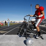 Ohio State running back Dan Herron rides a stationary bike during team practice Tuesday, Dec. 30, 2008 in Phoenix. Ohio State will face Texas in the Fiesta Bowl NCAA college football game on January 5th. (AP Photo/Aaron J. Latham)