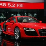 Audi R8 5.2 FSI is introduced at the North American International Auto Show Sunday, Jan. 11, 2009 in Detroit. (AP Photo/Jerry S. Mendoza)