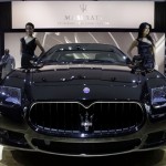 The new Maserati Quattroporte Sport GT S is displayed at the North American International Auto Show Monday, Jan. 12, 2009, in Detroit. (AP Photo/Paul Sancya)