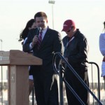 Arizona Cardinals President Michael Bidwill talks to fans as they cheer on the team at a sendoff rally at Phoenix Sky Harbor Airport on Monday, January 26, 2009 as they head to Super Bowl XLIII in Tampa, Florida. (KTAR)
