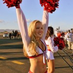 Cheerleaders help send off the Cardinals at Phoenix Sky Harbor Airport on Monday, January 26, 2009 as they head to Super Bowl XLIII in Tampa, Florida. (Rose Clements/KTAR)