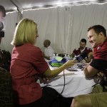 Arizona Cardinals' Ben Graham, right, of Australia, is interviewed by Australian television during player availability at the team hotel Wednesday, Jan. 28, 2009, in Tampa, Fla. The Cardinals will face the Pittsburgh Steelers in Super Bowl XLIII in Tampa, on Sunday. (AP Photo/Ross D. Franklin)
