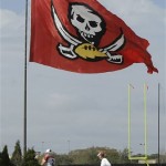From left to right, Arizona Cardinals' Sean Morey, Brian St. Pierre, and quarterbacks coach Jeff Rutledge work on drills as the Tampa Bay Buccaneers flag blows in the wind during football practice at the Tampa Bay Buccaneers training facility Wednesday, Jan. 28, 2009, in Tampa, Fla. The Cardinals face the Pittsburgh Steelers in Super Bowl XLIII on Sunday in Tampa. (AP Photo/Ross D. Franklin)