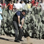 Phil Mickelson hits out of the desert on the fifth fairway during the FBR Open golf tournament Thursday, Jan. 29, 2009, in Scottsdale, Ariz. (AP Photo/Matt York)
