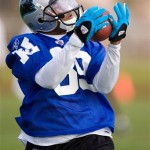 Carolina Panthers wide receiver Steve Smith makes a catch during NFC Pro Bowl football practice Wednesday, Feb. 4, 2009 in Kapolei, Hawaii. (AP Photo/Marco Garcia)