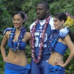 San Francisco 49er's Patrick Willis poses with hula dancers before an NFC football practice at the Ko Olina Resort in Kapolei, Hawaii, Friday Feb. 6, 2009, in preparation for the Pro Bowl football game this Sunday. (AP Photo/Ronen Zilberman)