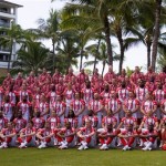 The AFC Pro Bowl football team pose for a team photograph at the Ihilani Resort and Spa Friday, Feb. 6, 2009, in Kapolei, Hawaii. (AP Photo/Marco Garcia)