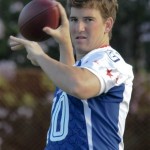 New York Giants quarterback Eli Manning looks to throw the ball during NFC football practice at the Ko Olina Resort in Kapolei, Hawaii, Friday Feb. 6, 2009, in preparation for the Pro Bowl football game this Sunday. (AP Photo/Ronen Zilberman)