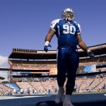 NFC Dallas Cowboys defensive end Jay Ratliff stands on the field before the start of the Pro Bowl NFL football game at Aloha Stadium, Sunday, Feb. 8, 2009, in Honolulu. (AP Photo/Marco Garcia)