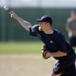 Cleveland Indians pitcher Kerry Wood releases a pitch as he throws off a practice mound on the first day when pitchers and catchers report for spring training baseball, Thursday, Feb 12, 2009, in Goodyear, Ariz. (AP Photo/Paul Connors)