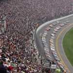 Drivers take the green flag to start the NASCAR Daytona 500 auto race at Daytona International Speedway in Daytona Beach, Fla., Sunday, Feb. 15, 2009. (AP Photo/David Graham)