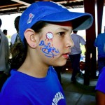 Angelina Rodriguez, 11, of California, displays her spirited face paint at the spring training game. The Chicago White Sox and Los Angeles Dodgers played the stadium's first game at Camelback Ranch, Sunday, March 1, 2009. (Rose Clements/KTAR)
