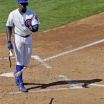 Chicago Cubs' Alfonso Soriano tosses his bat after striking out during the third inning of a spring training baseball game against the Arizona Diamondbacks Monday, March 2, 2009, in Mesa, Ariz. (AP Photo/Morry Gash)