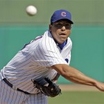 Chicago Cubs' Carlos Zambrano throws before the first inning of a spring training baseball game against the Arizona Diamondbacks Monday, March 2, 2009, in Mesa, Ariz. (AP Photo/Morry Gash)