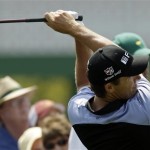 Padraig Harrington of Ireland tees off on the first hole during the second round of the Masters golf tournament at the Augusta National Golf Club in Augusta, Ga., Friday, April 10, 2009. (AP Photo/Rob Carr)
