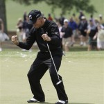 Gary Player of South Africa reacts to his putt on the seventh green during the second round of the Masters golf tournament at the Augusta National Golf Club in Augusta, Ga., Friday, April 10, 2009. (AP Photo/Morry Gash)