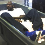Shaquille O'Neal was punked by Lou Amundson after practice on Tuesday, April 14, 2009. Amundson packed O'Neal's van with packing peanuts. (KTAR)