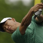 Anthony Kim tees off on the 13th hole during the first round of the U.S. Open Golf Championship at Bethpage State Park's Black Course in Farmingdale, N.Y., Friday, June 19, 2009. (AP Photo/Mel Evans)