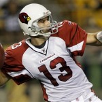Arizona Cardinals quarterback Kurt Warner (13) throws deep late in the first quarter of a NFL pre-season football game against the Pittsburgh Steelers in Pittsburgh, Thursday, Aug. 13, 2009. The pass was incomplete. (AP Photo/Gene J. Puskar)