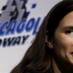 Danica Patrick responds to a question during a news conference at the Chicagoland Raceway on Thursday, Aug. 27, 2009, in Joliet, Ill. The IndyCar Series' Peak Indy 300 auto race is scheduled for Saturday night at the track. (AP Photo/Charles Rex Arbogast)
