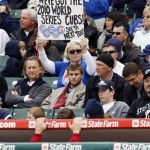 A baseball fan holds a sign during the second inning of a baseball game between the Arizona Diamondbacks and the Chicago Cubs in Chicago, Saturday, Oct. 3, 2009.(AP Photo/Nam Y. Huh)