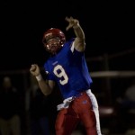 Mountain View quarterback Brad Heap looks to throw during the Toros' game Friday night against Chandler (Photo by Matt Pavelek, East Valley Tribune)