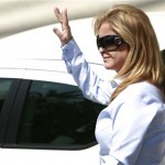 Paris Hilton's mother, Kathy Hilton, arrives at Paris' home in Los Angeles. (AP Photo/Matt Sayles)

