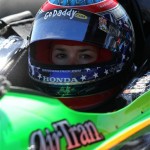 IRL driver Danica Patrick sits in her car during Indy testing at the Barber Motorsports Park on Thursday, Feb. 25, 2010, in Birmingham, Ala. (AP Photo/Butch Dill)