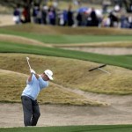 Matt Every hits his second shot out of a bunker on the third fairway during the final round of the Phoenix Open PGA golf tournament Sunday, Feb. 28, 2010, in Scottsdale, Ariz. (AP Photo/Paul Connors)