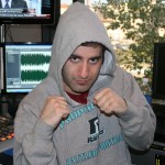 Big Mike giving his 'Punch You in the Face Tuesday' pose during the Doug & Wolf show, Tuesday, March 2, 2010. (KTAR)