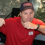 Doug giving his 'Punch You in the Face Tuesday' pose during the Doug & Wolf show, Tuesday, March 2, 2010. (KTAR)
