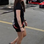 U.S.IndyCar driver Danica Patrick walks in the garage area at the track in Sao Paulo, Friday, March 12, 2010. Brazil will host the opening race of the IndyCar Series on March 14. (AP Photo/Andre Penner)