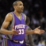 Phoenix Suns' Grant Hill reacts after being called for an offensive foul during the first half of an NBA basketball game against the Golden State Warriors on Monday, March 22, 2010, in Oakland, Calif. (AP Photo/San Francisco Chronicle, Carlos Avila Gonzalez)